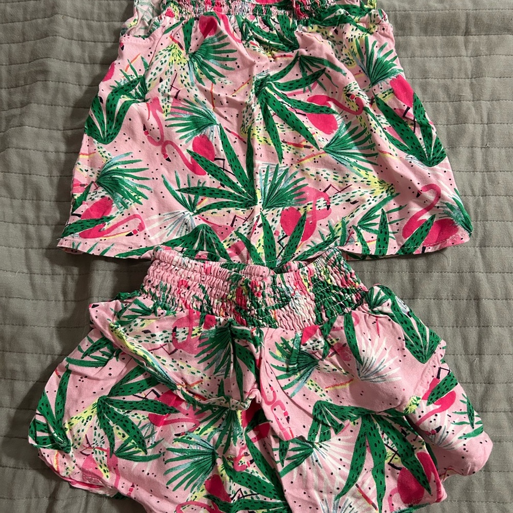 Crown & Ivy Kids Tropical Pink and Green Matching Set